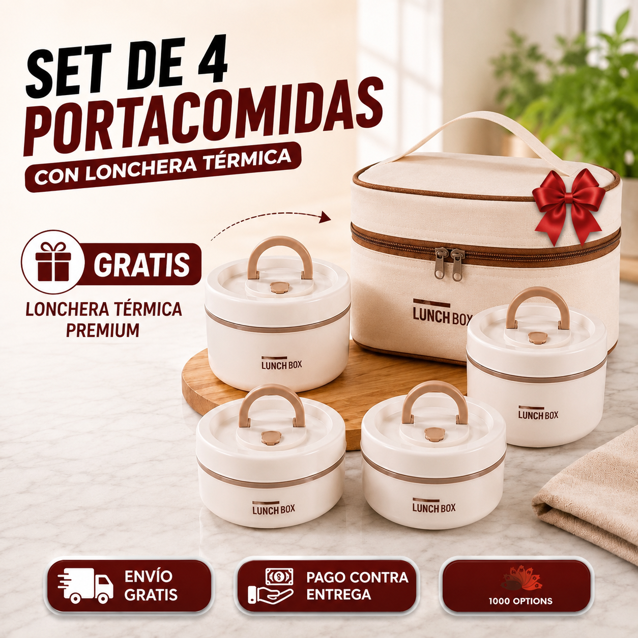 Porta Comida Almuerzo Portatil X4 Sets