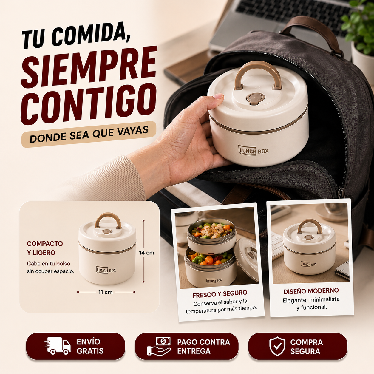 Porta Comida Almuerzo Portatil X4 Sets