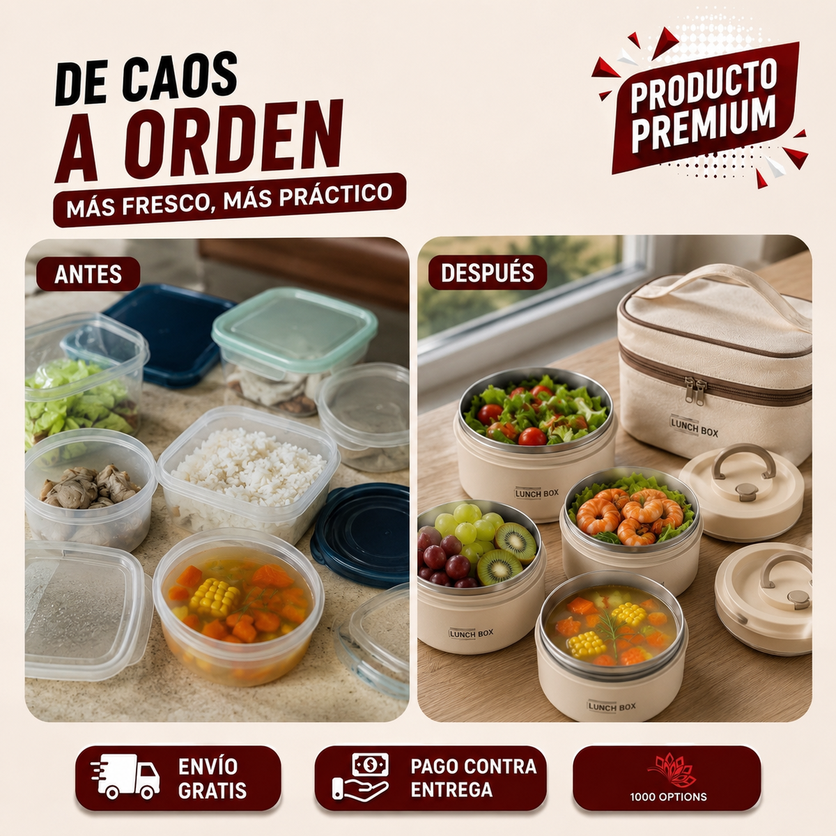 Porta Comida Almuerzo Portatil X4 Sets